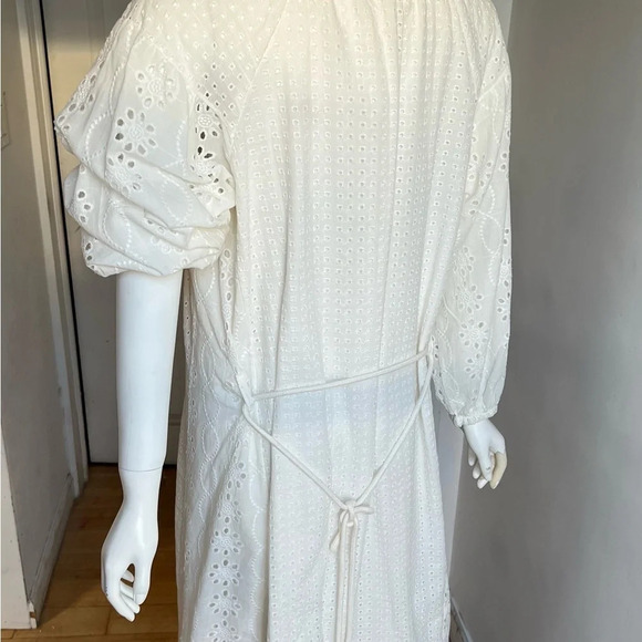 By ESQ NWNT WOMAN  LACE Long Sleeve Cotton Blend MIDI DRESS WHITE M - Picture 4 of 14